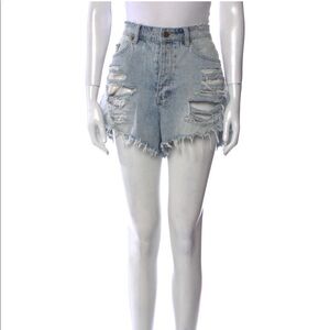 KSUBI Distressed Ripped Mini Shorts Size: 28